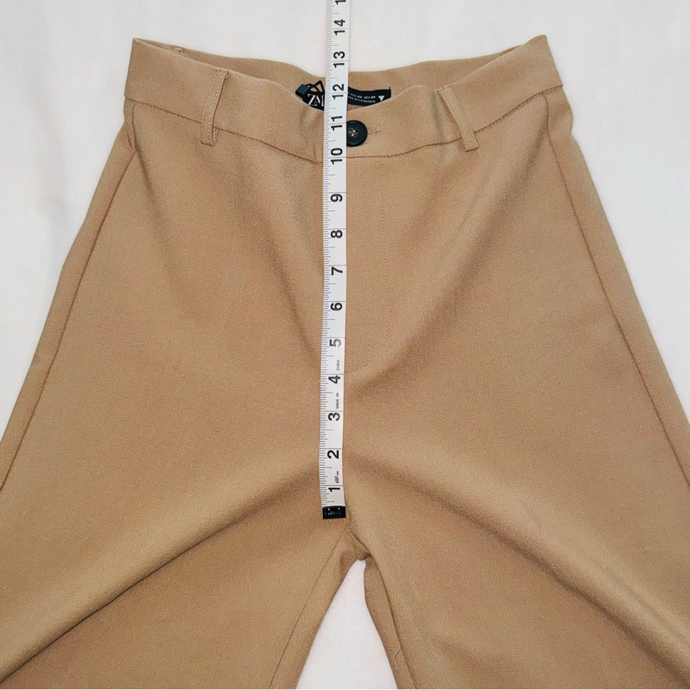 Zara Women’s High Waisted Wide Leg Full Length Dress Pants Size XS Tan - Picture 5 of 11